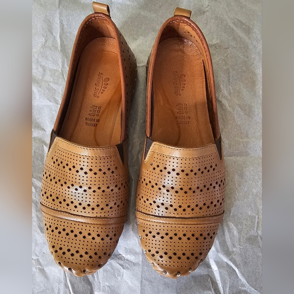 Spring Step Womens Fredia Loafers US 7 EU 37 Brown Leather Slip On Moccasin Shoe